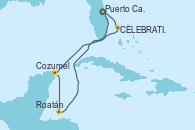 Visitando Puerto Cañaveral (Florida), Celebration Key, The Bahamas, Cozumel (México), Roatán (Honduras), Puerto Cañaveral (Florida)