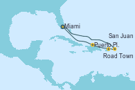 Visitando Miami (Florida/EEUU), Road Town (Isla Tórtola/Islas Vírgenes), San Juan (Puerto Rico), Puerto Plata, Republica Dominicana, Miami (Florida/EEUU)
