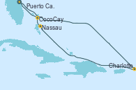Visitando Puerto Cañaveral (Florida), Charlotte Amalie (St. Thomas), Nassau (Bahamas), CocoCay (Bahamas), Puerto Cañaveral (Florida)