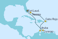 Visitando Fort Lauderdale (Florida/EEUU), Nassau (Bahamas), Cabo Rojo, Aruba (Antillas), Curacao (Antillas), Fort Lauderdale (Florida/EEUU)