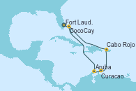 Visitando Fort Lauderdale (Florida/EEUU), Aruba (Antillas), Curacao (Antillas), Cabo Rojo, CocoCay (Bahamas), Fort Lauderdale (Florida/EEUU)
