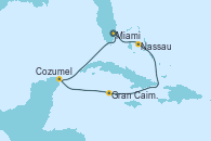 Visitando Miami (Florida/EEUU), Nassau (Bahamas), Gran Caimán (Islas Caimán), Cozumel (México), Miami (Florida/EEUU) Visitando Miami (Florida/EEUU), Nassau (Bahamas), Gran Caimán (Islas Caimán), Cozumel (México), Miami (Florida/EEUU)