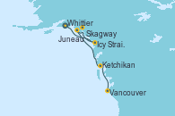 Visitando Whittier (Alaska), Icy Strait Point (Alaska), Skagway (Alaska), Juneau (Alaska), Ketchikan (Alaska), Vancouver (Canadá)