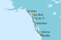 Visitando Seattle (Washington/EEUU), Ketchikan (Alaska), Icy Strait Point (Alaska), Fiordo Tracy Arm (Alaska), Juneau (Alaska), Victoria (Canadá), Seattle (Washington/EEUU)