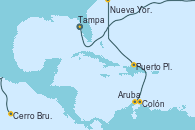 Visitando Tampa (Florida), Cerro Brujo (Isla San Cristóbal/Galápagos), Colón, Aruba (Antillas), Puerto Plata, Republica Dominicana, Nueva York (Estados Unidos)