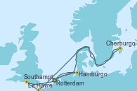 Visitando Rotterdam (Holanda), Cherburgo (Francia), Le Havre (Francia), Southampton (Inglaterra), Hamburgo (Alemania), Rotterdam (Holanda)