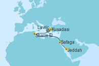 Visitando Lavrio (Grecia), Kusadasi (Efeso/Turquía), Sharm El Sheik (Egipto), Safaga (Egipto), Jeddah (Arabia Saudí)