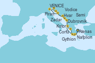 Visitando Atenas (Grecia), Gythion (Grecia), Dubrovnik (Croacia), Hvar (Croacia), Zadar (Croacia), Piran (Eslovenia), VENICE (FUSINA) -  ITALY, Vodice (Croacia), Kotor (Montenegro), Corfú (Grecia), Sami (Cefalonia/Grecia), Nafplion (Grecia), Atenas (Grecia)