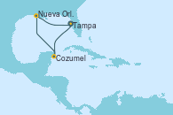 Visitando Tampa (Florida), Cozumel (México), Nueva Orleans (Luisiana), Nueva Orleans (Luisiana), Tampa (Florida)