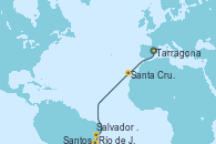 Visitando Tarragona (España), Santa Cruz de Tenerife (España), Salvador de Bahía (Brasil), Río de Janeiro (Brasil), Santos (Brasil)