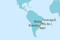 Visitando Río de Janeiro (Brasil), Buzios (Brasil), Paranaguá (Brasil), Itajaí (Brasil), Ilhabela (Brasil), Río de Janeiro (Brasil) Visitando Río de Janeiro (Brasil), Buzios (Brasil), Paranaguá (Brasil), Itajaí (Brasil), Ilhabela (Brasil), Río de Janeiro (Brasil)