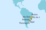 Visitando Itajaí (Brasil), Ilhabela (Brasil), Río de Janeiro (Brasil), Isla Grande (Brasil), Buzios (Brasil), Paranaguá (Brasil), Itajaí (Brasil) Visitando Itajaí (Brasil), Ilhabela (Brasil), Río de Janeiro (Brasil), Isla Grande (Brasil), Buzios (Brasil), Paranaguá (Brasil), Itajaí (Brasil)
