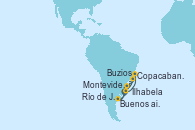 Visitando Montevideo (Uruguay), Buenos aires, Ilhabela (Brasil), Río de Janeiro (Brasil), Copacabana (Brasil), Copacabana (Brasil), Buzios (Brasil), Montevideo (Uruguay)