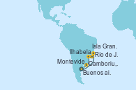Visitando Buenos aires, Río de Janeiro (Brasil), Ilhabela (Brasil), Isla Grande (Brasil), Camboriu, Brazil, Montevideo (Uruguay), Buenos aires