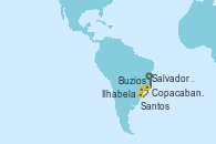 Visitando Salvador de Bahía (Brasil), Copacabana (Brasil), Copacabana (Brasil), Ilhabela (Brasil), Santos (Brasil), Buzios (Brasil), Salvador de Bahía (Brasil)