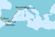 Visitando Génova (Italia), Marsella (Francia), Málaga, Gibraltar (Inglaterra), Lisboa (Portugal)