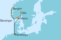 Visitando Hamburgo (Alemania), Oslo (Noruega), Kristiansand (Noruega), Stavanger (Noruega), Bergen (Noruega), Hamburgo (Alemania)