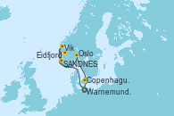 Visitando Warnemunde (Alemania), Vik (Noruega), Eidfjord (Hardangerfjord/Noruega), SANDNES (STAVANGER), Oslo (Noruega), Copenhague (Dinamarca), Warnemunde (Alemania)