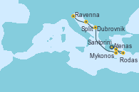 Visitando Atenas (Grecia), Rodas (Grecia), Mykonos (Grecia), Santorini (Grecia), Dubrovnik (Croacia), Split (Croacia), Ravenna (Italia)