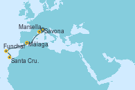Visitando Savona (Italia), Marsella (Francia), Málaga, Funchal (Madeira), Santa Cruz de Tenerife (España)