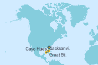 Visitando Jacksonville (Florida/EEUU), Cayo Hueso (Key West/Florida), Great Stirrup Cay (Bahamas), Jacksonville (Florida/EEUU) Visitando Jacksonville (Florida/EEUU), Cayo Hueso (Key West/Florida), Great Stirrup Cay (Bahamas), Jacksonville (Florida/EEUU)