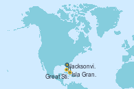 Visitando Jacksonville (Florida/EEUU), Isla Gran Bahama (Florida/EEUU), Great Stirrup Cay (Bahamas), Jacksonville (Florida/EEUU)