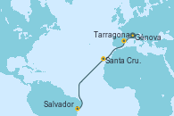 Visitando Génova (Italia), Tarragona (España), Santa Cruz de Tenerife (España), Salvador de Bahía (Brasil)