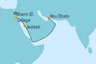 Visitando Sharm El Sheik (Egipto), Safaga (Egipto), Jeddah (Arabia Saudí), Abu Dhabi (Emiratos Árabes Unidos), Abu Dhabi (Emiratos Árabes Unidos)