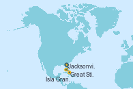 Visitando Jacksonville (Florida/EEUU), Great Stirrup Cay (Bahamas), Isla Gran Bahama (Florida/EEUU), Jacksonville (Florida/EEUU)