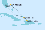 Visitando Miami (Florida/EEUU), Celebration Key, The Bahamas, Amber Cove (República Dominicana), Grand Turks(Turks & Caicos), Miami (Florida/EEUU)