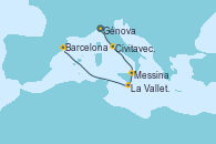 Visitando Génova (Italia), Civitavecchia (Roma), Messina (Sicilia), La Valletta (Malta), Barcelona