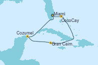 Visitando Miami (Florida/EEUU), CocoCay (Bahamas), Gran Caimán (Islas Caimán), Cozumel (México), Miami (Florida/EEUU)