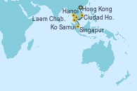 Visitando Hong Kong (China), Hong Kong (China), Hanoi (Vietnam), Ciudad Ho Chi Minh (Vietnam), Laem Chabang (Bangkok/Thailandia), Ko Samui (Tailandia), Singapur