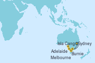 Visitando Sydney (Australia), Burnie (Tasmania/Australia), Isla Canguro (Australia), Adelaide (Australia), Adelaide (Australia), Melbourne (Australia), Melbourne (Australia), Sydney (Australia)