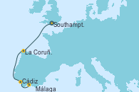 Visitando Southampton (Inglaterra), La Coruña (Galicia/España), Cádiz (España), Málaga