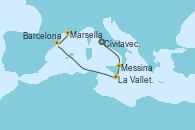 Visitando Civitavecchia (Roma), Messina (Sicilia), La Valletta (Malta), Barcelona, Marsella (Francia)