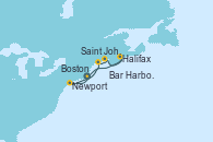 Visitando Boston (Massachusetts), Newport (Rhode Island), Bar Harbor (Maine), Saint John (New Brunswick/Canadá), Halifax (Canadá), Boston (Massachusetts) Visitando Boston (Massachusetts), Newport (Rhode Island), Bar Harbor (Maine), Saint John (New Brunswick/Canadá), Halifax (Canadá), Boston (Massachusetts)