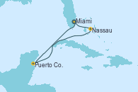 Visitando Miami (Florida/EEUU), Puerto Costa Maya (México), Nassau (Bahamas), Miami (Florida/EEUU)