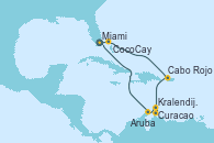 Visitando Miami (Florida/EEUU), CocoCay (Bahamas), Cabo Rojo, Curacao (Antillas), Kralendijk (Antillas), Aruba (Antillas), Miami (Florida/EEUU)