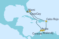 Visitando Miami (Florida/EEUU), Aruba (Antillas), Kralendijk (Antillas), Curacao (Antillas), Cabo Rojo, CocoCay (Bahamas), Miami (Florida/EEUU)