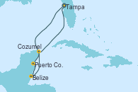 Visitando Tampa (Florida), Puerto Costa Maya (México), Belize (Caribe), Cozumel (México), Tampa (Florida) Visitando Tampa (Florida), Puerto Costa Maya (México), Belize (Caribe), Cozumel (México), Tampa (Florida)