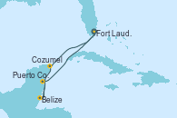 Visitando Fort Lauderdale (Florida/EEUU), Cozumel (México), Belize (Caribe), Puerto Costa Maya (México), Fort Lauderdale (Florida/EEUU)