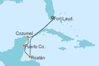 Visitando Fort Lauderdale (Florida/EEUU), Roatán (Honduras), Puerto Costa Maya (México), Cozumel (México), Fort Lauderdale (Florida/EEUU) Visitando Fort Lauderdale (Florida/EEUU), Roatán (Honduras), Puerto Costa Maya (México), Cozumel (México), Fort Lauderdale (Florida/EEUU)