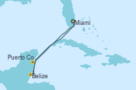 Visitando Miami (Florida/EEUU), Belize (Caribe), Puerto Costa Maya (México), Miami (Florida/EEUU)