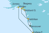 Visitando Vancouver (Canadá), Ketchikan (Alaska), Juneau (Alaska), Skagway (Alaska), Hubbard Glacier, Alaska, College Fjord (Alaska), Whittier (Alaska)