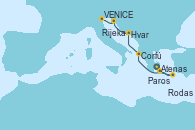 Visitando Atenas (Grecia), Paros (Grecia), Rodas (Grecia), Corfú (Grecia), Hvar (Croacia), Rijeka (Croacia), VENICE (FUSINA) -  ITALY