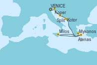 Visitando VENICE (FUSINA) -  ITALY, Koper (Eslovenia), Split (Croacia), Kotor (Montenegro), Mykonos (Grecia), Milos (Grecia), Atenas (Grecia)