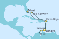 Visitando Miami (Florida/EEUU), Bonaire (Países Bajos), Curacao (Antillas), Aruba (Antillas), Cabo Rojo, RELAXAWAY HALF MOON CAY, Miami (Florida/EEUU)
