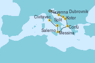 Visitando Ravenna (Italia), Split (Croacia), Kotor (Montenegro), Dubrovnik (Croacia), Corfú (Grecia), Messina (Sicilia), Salerno (Italia), Civitavecchia (Roma)