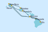 Visitando Papeete (Tahití), Bora Bora (Polinesia), Raiatea (Polinesia Francesa), Moorea (Tahití), Hilo (Hawai), Kauai (Hawai), Honolulu (Hawái), Honolulu (Hawái) Visitando Papeete (Tahití), Bora Bora (Polinesia), Raiatea (Polinesia Francesa), Moorea (Tahití), Hilo (Hawai), Kauai (Hawai), Honolulu (Hawái), Honolulu (Hawái)
